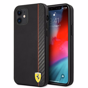 Ferrari FESAXHCP12SBK iPhone 12 mini 5.4" жёсткий чехол чёрный/чёрный On Track Carbon Stripe