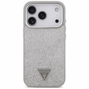 Guess Glitter Triangle Logo MagSafe ümbris jaoks iPhone 17 Pro - hõbedane