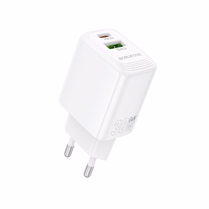 Borofone Wall Laadija BN29 Fuente - USB + Type C - QC 3.0 PD 30W valge