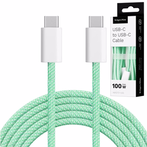 Krüger&Matz Basic USB-C–USB-C kaabel, 100 W, 1,5 m, roheline