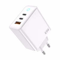 JELLICO võrgulaadija EU20 GaN PD 65W 2xUSB-C + 1xUSB QC3.0 + kaabel USB-C - USB-C valge