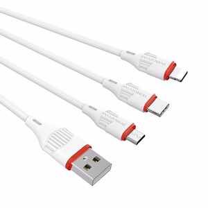 USB kaabel Borofone BX17 3in1 microUSB-Lightning-Type-C valge