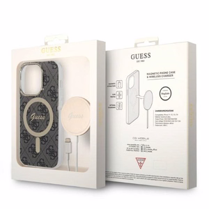 Guess GUBPP14LH4EACSK 4G Print MagSafe ümbrise ja laadija komplekt seadmele iPhone 14 Pro 6.1", must