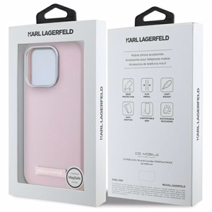 Karl Lagerfeld FW Metal Plate MagSafe iPhone 15 Pro Ümbris - roosa