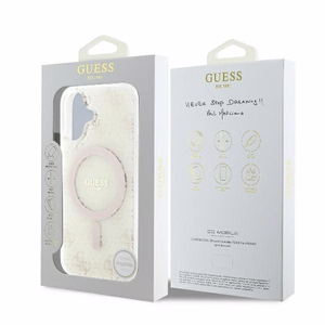 Guess IML 4G Background MagSafe Ümbris jaoks iPhone 16 Plus - valge