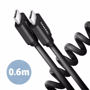 Axagon USB-C USB-C kaabel 0.6m 60W keerdkaabel must BUCM-CM10TB