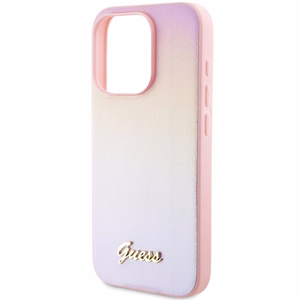 Guess Saffiano Iridescent Script ümbris jaoks iPhone 14 Pro Max - roosa