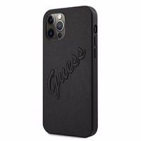 Guess Saffiano Vintage Script ümbris iPhone 12 Pro Max 6.7" jaoks - must
