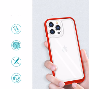 Läbipaistev 3in1 ümbris iPhone 13 Pro Max raamkate geel punane