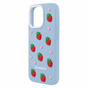 Клубничный чехол для iPhone 17 Pro / 18 Pro 6,3'' синий