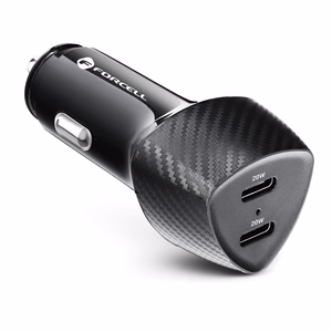 FORCELL CARBON car laadija Type C 3.0 PD20W + Type C 3.0 PD20W CC50-2C must (Total 40W)