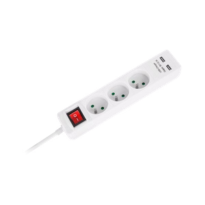Rebel pikendusjuhe, 3 pistikupesa + 2 USB-pesa, lülitiga, 5 m