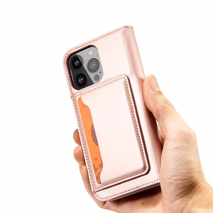 Magnetkaardi ümbris iPhone 14 Plus flip cover rahakoti stend roosa