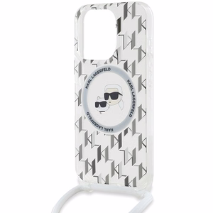 Чехол Karl Lagerfeld IML Crossbody Monogram Karl & Choupette Head MagSafe для iPhone 15 Pro Max - прозрачный