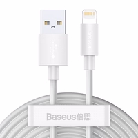 Baseus Simple Wisdom Data Cable Kit USB to Lightning 2.4A (2PCS/Set）1.5m Valge