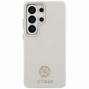 Guess ümbris Rhinestone Round Logo MagSafe Samsung Galaxy S26 Ultra beež