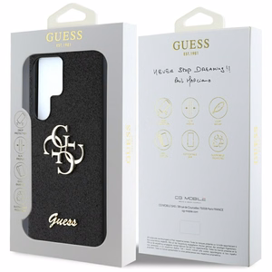 Guess Fixed Glitter Big 4G Metal Logo ümbris jaoks Samsung Galaxy S25 Ultra must