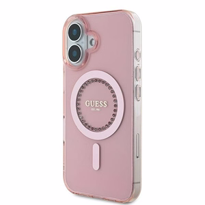 Guess IML Rhinestones MagSafe iPhone 16 Plus Ümbris - Roosa