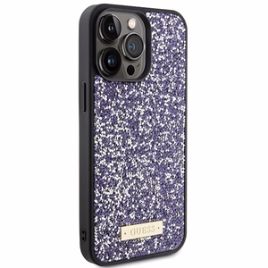 Guess Rhinestone Metal Logo чехол для iPhone 15 Pro - розовый