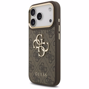 Guess 4G Big 4G Classic Logo Big Strap Metal Buttons чехол iPhone 17 Pro коричневый