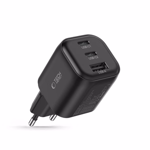 Tech-Protect NCA100W-GaN 3 pesaga 100 W PD 3.2/QC 3.0 seinatoiteadapter – must
