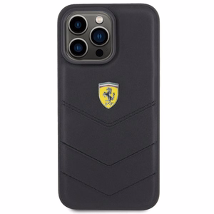 Ferrari Quilted Metal Logo ümbris jaoks iPhone 15 Pro Max - must