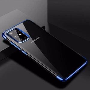 Selge värviga ümbris geel TPU galvaaniline raam Cover for Samsung Galaxy A72 4G sinine