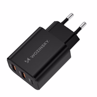 Wozinsky CWCUCB 30W USB-C / 2 x USB-A Wall Laadija - must