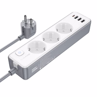 Borofone Power strip BAC9 - 3 pistikupesa 240V + 3xUSB + tüüp C - PD 20W 2 meetrit mustana