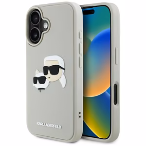Karl Lagerfeld HC 3D Rubber Double Heads iPhone 16 Ümbris - Beige