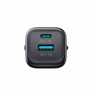 Joyroom JR-TG7 33W USB-A + USB-C seinalaadija 60W USB-C - USB-C 1m kaabliga must