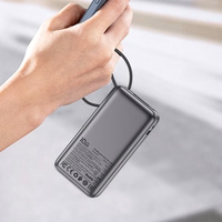 Acefast M7-10000 PD30W Powerbank sisseehitatud kaabliga - must