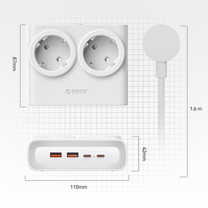 Orico PDC25 25W 6in1 Power Strip 2x AC + 2x USB-A + 2x USB-C - White
