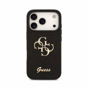 Case Guess PU Fixed Glitter 4G Metal Logo Apple iPhone 18 Pro black
