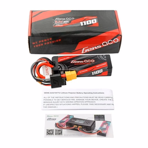 Lipo Gens ace G-Tech 1100 mAh 11,1 V 3S1P 60C GRP-76 kõvakorpusega aku XT60-pistikuga
