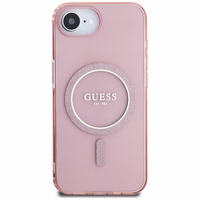 Guess IML Glitter Circle MagSafe ümbris jaoks iPhone 16e - roosa