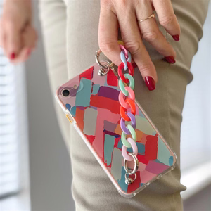 Color Chain Case gel flexible elastic case cover with a chain pendant for iPhone 13 mini multicolour  (3)