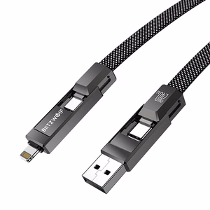 Blitzwolf BW-HDC7 4-in-1 USB+C+Lightning kaabel 240W 1.2m (must)