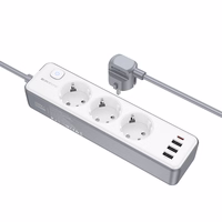 Borofone Power strip BAC9 - 3 pistikupesa 240V + 3xUSB + tüüp C - PD 20W 2 meetrit mustana
