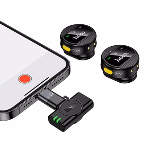 Hoco L22 juhtmevaba mikrofon 2-in-1 Lightning / USB-C, must