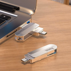 Pendrive 128GB USB 3.0 (USB A + USB C) Hoco UD10 hõbedane