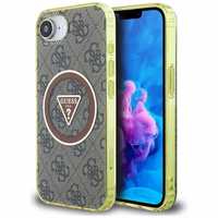 Guess IML Metal Glitter 4G Circle Triangle MagSafe ümbris jaoks iPhone 16e - brown