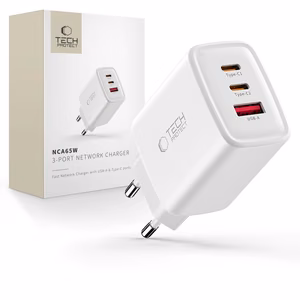 Tech-Protect NCA65W-GAN 3-portiline 65W seinalaadija - valge