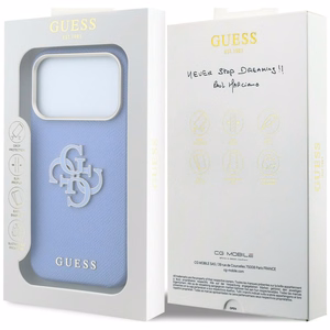 Guess Grained & Big Resin Logo ümbris iPhone 18 Pro Max / 17 Pro Max – sinine