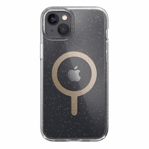 Speck Presidio Perfect-Clear with Glitter + MagSafe ümbris seadmele iPhone 15 Plus / 14 Plus, Microban mikroobivastase kaitsega, Clear / Gold Glitter värvikombinatsioon