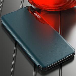 Eco Leather View Case elegantne raamaturiiuli tüüpi ümbris koos jalutusalusega Samsung Galaxy A22 4G oranžile