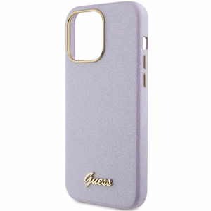 Guess Glitter Glossy Script ümbris jaoks iPhone 15 Pro - lilac