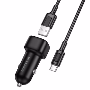 Borofone autolaadija BZ34 Cloud - USB - QC 3.0 18W koos USB C-tüüpi kaabliga must