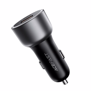 Acefast B21 75 W USB-C + USB-A autolaadija, must