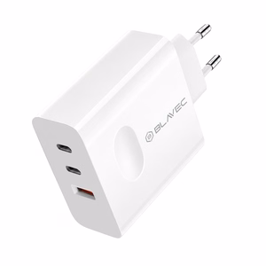 Blavec Wall charger BC-11 GaN - USB + 2xType C - QC PD 65W 3A with Type C to Type C cable (TCBC11G-U2CW653A) white